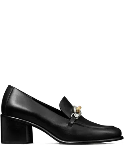 Tory Burch 55mm Chain-embellished Heeled Loafers In Black