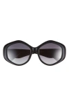 Tory Burch 55mm Gradient Polarized Geometric Sunglasses In Black