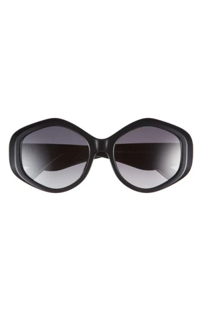 Tory Burch 55mm Gradient Polarized Geometric Sunglasses In Black/grey Gradient Polar