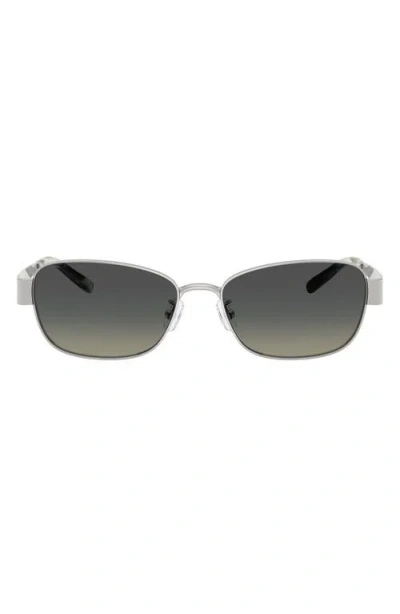 Tory Burch 55mm Gradient Polarized Rectangular Sunglasses In Silver
