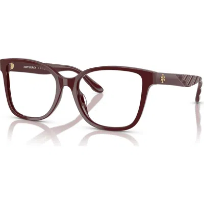 Tory Burch 55mm Oval Optical Glasses In Burgundy