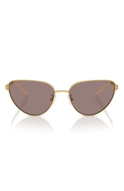 Tory Burch Eleanor Metal Cat Eye Sunglasses, 56mm In Gold/purple Mirrored Solid