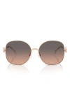 Tory Burch 56mm Gradient Round Sunglasses In Gold Brown