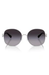 Tory Burch 56mm Gradient Round Sunglasses In Silver Grey