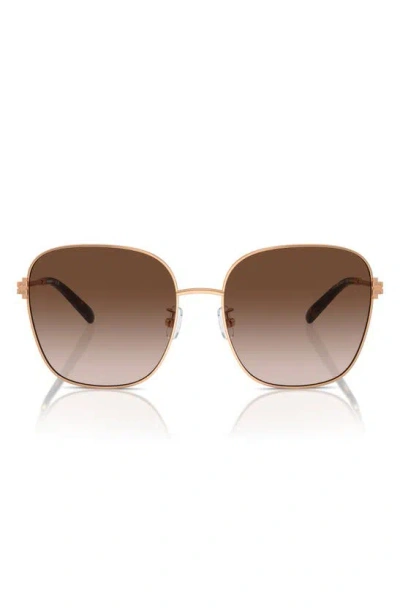 Tory Burch 57mm Gradient Square Sunglasses In Rose Gold