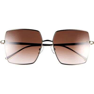 Tory Burch 57mm Gradient Square Sunglasses In Shiny Light Gold