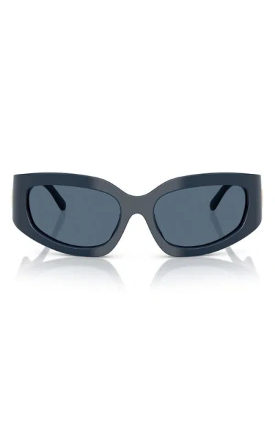 Tory Burch 57mm Irregular Sunglasses In Navy