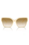 Tory Burch 58mm Eleanor Square Sunglasses In Milky Ivory