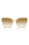 Tory Burch Flat Eleanor Gradient Plastic Square Sunglasses In Milky Ivory