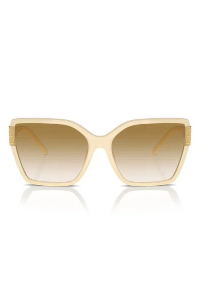Tory Burch 58mm Eleanor Square Sunglasses In Milky Ivory