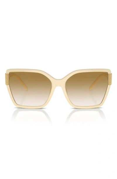 Tory Burch Flat Eleanor Gradient Plastic Square Sunglasses In Milky Ivory