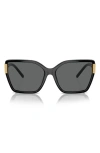 Tory Burch Flat Eleanor Plastic Square Sunglasses In Black