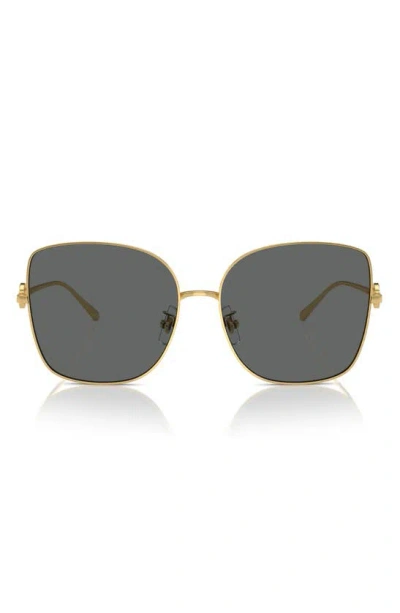Tory Burch 60mm Oversize Butterfly Sunglasses In Gold/ Dark Grey