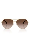 Tory Burch 60mm Pilot Sunglasses In Light Gold/brown Gradient