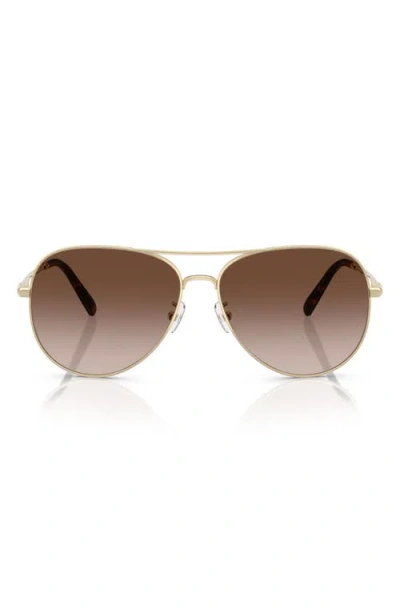 Tory Burch 60mm Pilot Sunglasses In Light Gold/brown Gradient