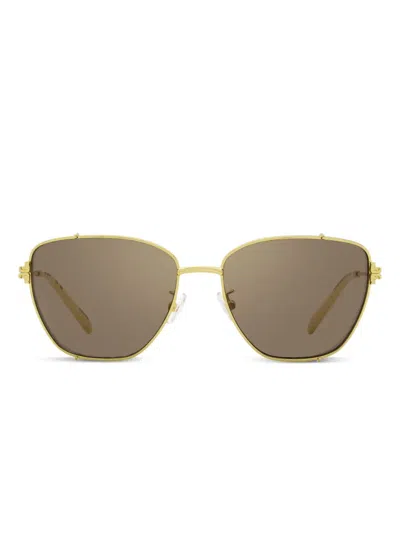 Tory Burch 6105 Metal-frame Geometric Sunglasses In Gold