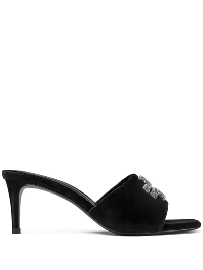 Tory Burch Eleanor 65mm Velvet Mules In Schwarz