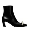 Tory Burch Pierced Leather Ankle Boots In Black