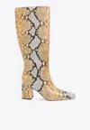 Tory Burch Python Print Embossed Leather Boot In Beige