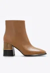 Tory Burch Double T 75mm Leather Ankle Boots In Brown