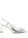 Tory Burch 75mm Pierced Peep-toe Pumps In Silver