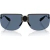 Tory Burch 75mm Semi Rimless Pillow Sunglasses In Shiny Light Gold/navy Blue