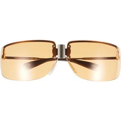 Tory Burch 75mm Semi Rimless Pillow Sunglasses In Shiny Light Gold/orange