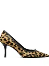 Tory Burch Animal Print Pointed Toe Stiletto Heel Pumps In Brown