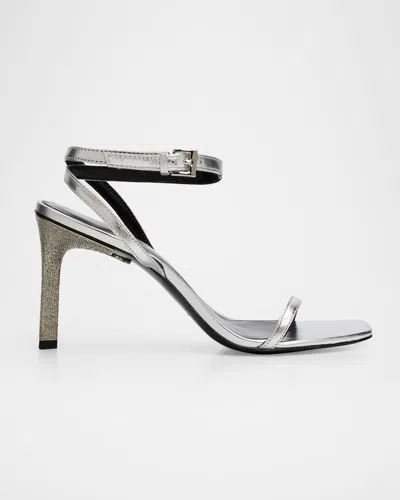 Tory Burch Pave Heel Sandal 90mm Sandals Silver In White