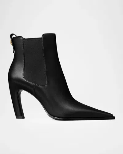 Tory Burch 85mm Romy Leather Chelsea Booties In Perfect Bl