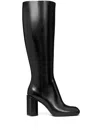 Tory Burch Twisted Block-heel Leather Knee Boots In Black