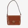 Tory Burch Robinson Convertible Patent Shoulder Bag In Dark Sienna