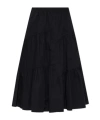 Tory Burch Cotton Tiered Midi Skirt In Black