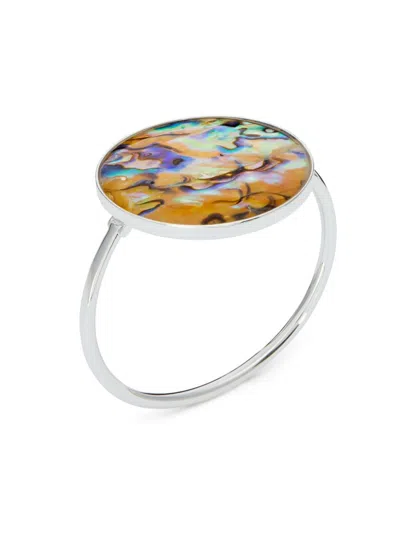 Tory Burch Abalone Cuff Bracelet In Silver
