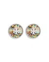 Tory Burch Abalone Stud Earrings In Silver
