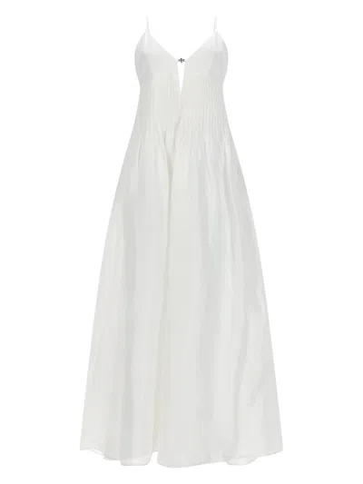 Tory Burch Abito Lungo In Lino In White