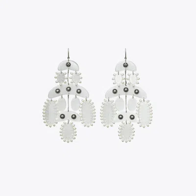 Tory Burch Abstract Beaded Chandelier Earrings In Metallic