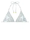 Tory Burch Abstract-print Bikini Top In 蓝色