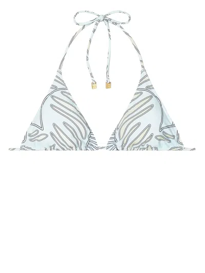 Tory Burch Abstract-print Bikini Top In 蓝色