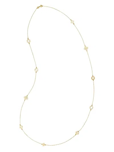 Tory Burch Kira Clover Long Station Necklace In Tory Gold