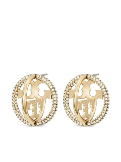 Tory Burch Miller Pave Multi Hoop Earrings In Gold/crystal