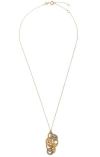 Tory Burch Miller Pavé Interlocking Pendant Necklace In Gold/crystal