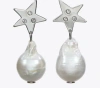 Tory Burch Star Cultured Pearl Drop Earrings In Metallic