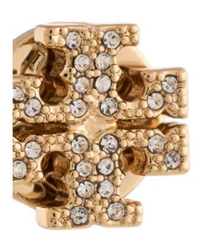 Tory Burch Crystal Logo Earrings In Gold