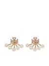 Tory Burch Kira Front And Rear Earrings In Tory Gold/pearl/crystal
