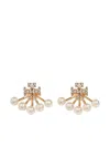 Tory Burch Kira Front And Rear Earrings In Tory Gold/pearl/crystal