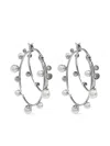 Tory Burch Pearl Double Hoop Earrings In Tory Silver/pearl/crystal