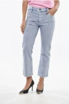 Tory Burch Acid Wash Effect Flare Jeans With Logo Button 20cm In Blue