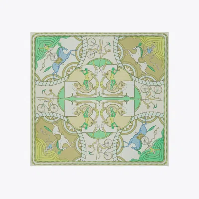 Tory Burch Acrobats Double-sided Silk Square In Aeronauts Double-sided Square - Yellow