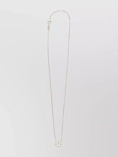 Tory Burch Adjustable Chain Link Pendant Necklace In Tory Gold / Crystal